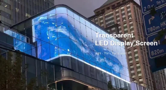 Videowall pubblicitario con display a LED trasparente super leggero